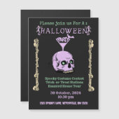Carte magnétique Invitation Halloween Crâne éffray (Devant / Derrière)