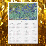 Carte Magnétique Irises Fleurs Vincent Van Gogh 2025 Calendrier Car<br><div class="desc">Personnalisé, simple noir et blanc, 2025 année complète, décoration de bureau de la maison, cool, mince, taille de carte postale, fleurs / floral / nature / amateurs d'art vintage et carte magnétique magnétique annuelle de Van Gogh pour toute surface magnétique à la maison ou au bureau, avec une belle huile...</div>