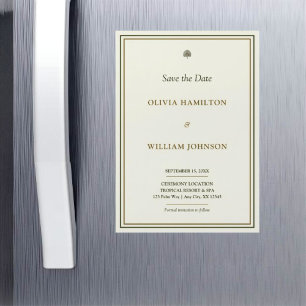 Carte Magnétique Ivoire & Or Vertical Enregistrer l'aimant de date