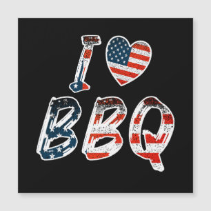 Carte Magnétique J'aime le barbecue, patriotique américain