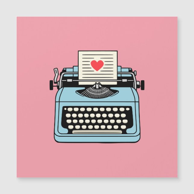 Carte Magnétique J'aime ma machine à écrire (Devant)