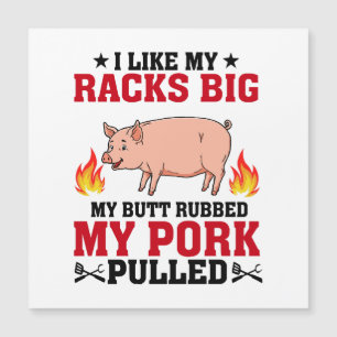 Carte Magnétique J'aime Mes Racks Gros BBQ, Citation Porc Fessier