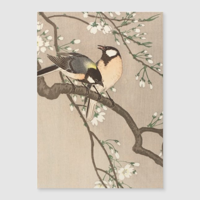 Carte Magnétique Japonais Asiatique Koson Bird Chickadee Songbird (Devant)