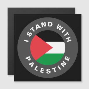 Carte Magnétique Je me tiens avec le drapeau de Palestine noir Cart
