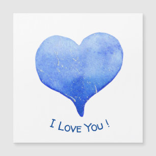 Carte Magnétique Je t'aime Cute Blue Heart Valentine