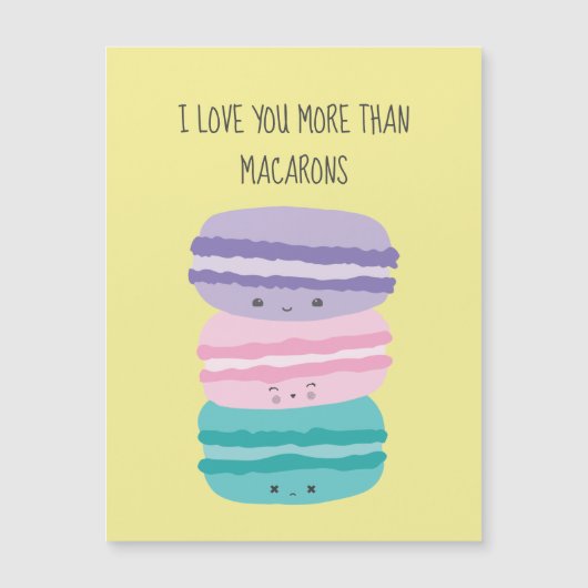 Carte Magnétique Je t'aime plus que Macarons Kawaii Pastel Cute (Devant)