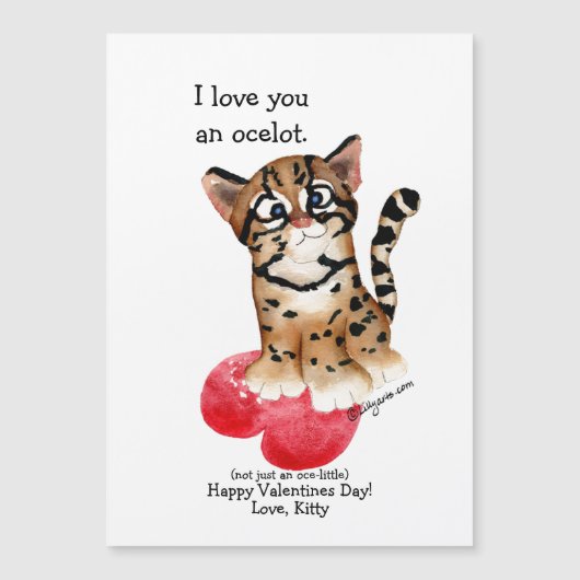 Carte Magnétique Je t'aime un ocelot (Devant)