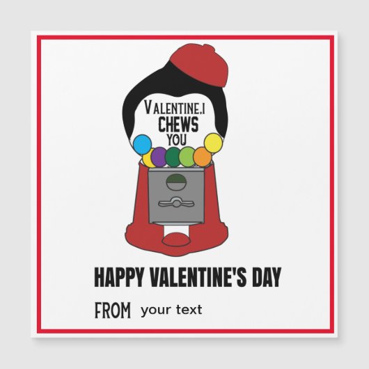 Carte Magnétique Je te mâche Saint Valentin, Garçon Valentine (Devant)