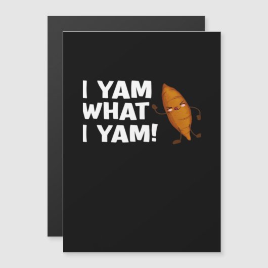 Carte Magnétique Je Yam Ce Que Je Yam Funny Food Lover Classique (Devant / Derrière)
