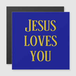 Carte Magnétique Jésus t'aime Bleu marine et or