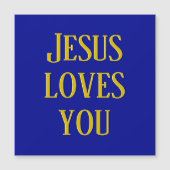 Carte Magnétique Jésus t'aime | Marine bleu et or (Devant)
