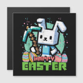 Carte Magnétique Jeu de pixels de lapin de Pâques heureux  (Devant / Derrière)