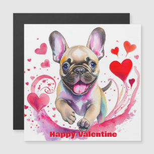 Carte Magnétique Joli Bouledogue Français Saint-Valentin
