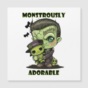 Carte Magnétique Joli monstre de Frankenstein avec peluche
