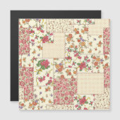 Carte Magnétique Joli Patchwork Floral Conception transparente (Devant / Derrière)