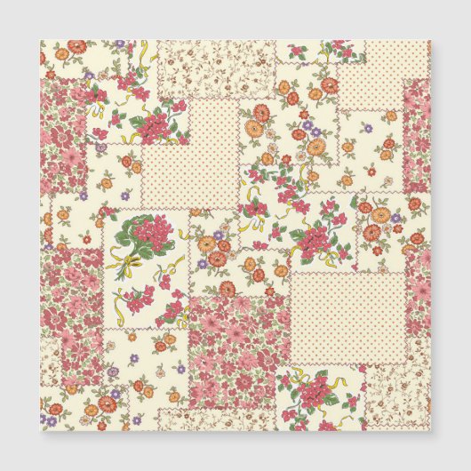 Carte Magnétique Joli Patchwork Floral Conception transparente (Devant)