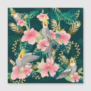 Carte Magnétique Joli perroquet cockatiel motif vintage