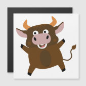 Carte Magnétique Joli taureau drôle (Devant / Derrière)