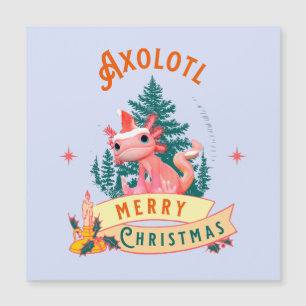 Carte Magnétique Jolie Axolotl Joyeux Noël Art de Fêtes