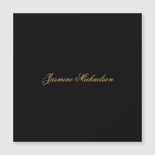 Carte Magnétique Jolie calligraphie chic nom noir et or