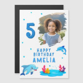 Carte Magnétique Jolie dauphin Sea Animaux Photo Anniversaire Magne (Devant / Derrière)