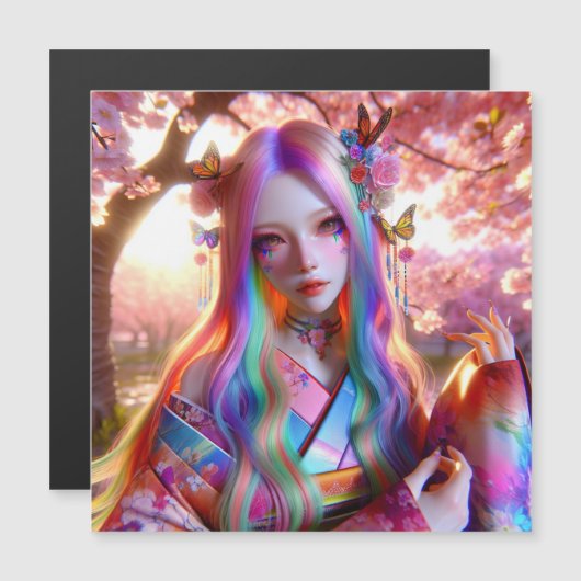 Carte Magnétique Jolie Mystical Ethereal Femme aux papillons (Devant / Derrière)