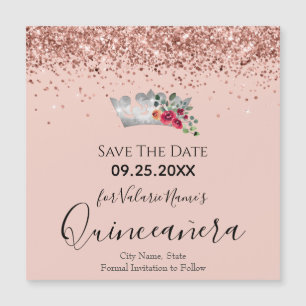 Carte Magnétique Jolie Parties scintillant rose Quinceanera Enregis