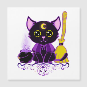 Carte Magnétique Jolie sorcière de chat noir d'Halloween