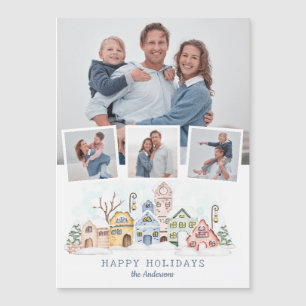 Carte Magnétique Jolies maisons de Noël couvertes de neige 4-Photo
