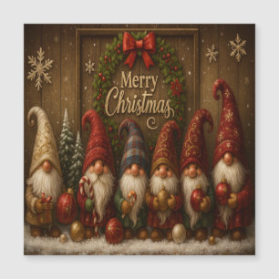 Carte Magnétique Jolis nains de Noël joyeux