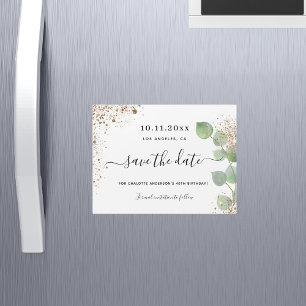 Carte Magnétique Jour d'anniversaire eucalyptus enregistrer la date