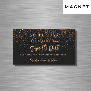 Carte Magnétique Jour de confetti en or noir enregistrer la date ai