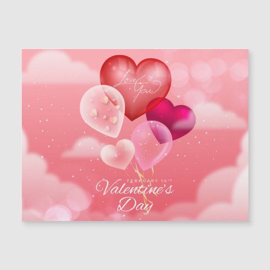 Carte Magnétique Jour des Valentines, Je T'Aime (Devant)