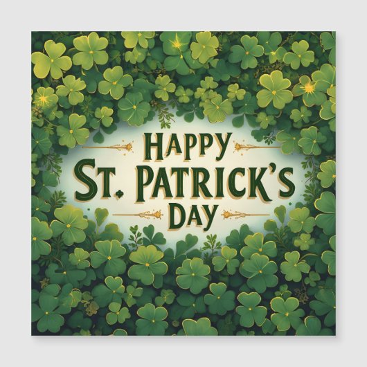 Carte Magnétique Joyeuse fête de la Saint-Patrick Art de trèfle (Devant)