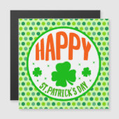 Carte Magnétique Joyeuse fête de la Saint-Patrick dessin rond-62191 (Devant / Derrière)
