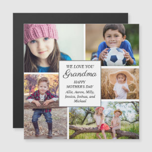 Carte Magnétique Joyeuse Fête des Mères Grand-mère 5 Enfant Photo F