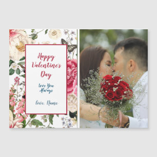 Carte Magnétique Joyeuse Saint-Valentin Floral Victorian & Photo
