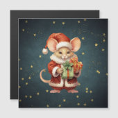 Carte Magnétique Joyeuse souris Noël (Devant / Derrière)