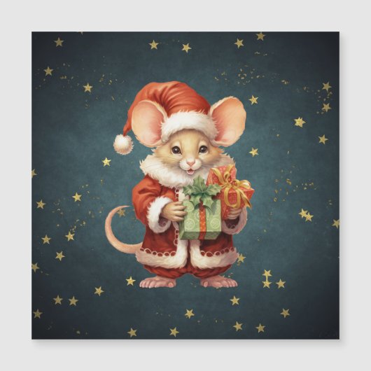 Carte Magnétique Joyeuse souris Noël (Devant)