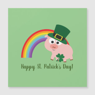 Carte Magnétique Joyeuse St. Patrick's Day Cute Leprechaun Pig Card