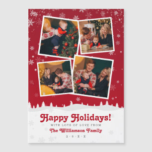 Carte Magnétique Joyeuses fêtes ! Photos de Noël en rouge et blan
