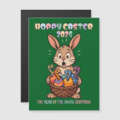 Carte Magnétique Joyeuses Pâques 2025 : L'année de la surprise du s (Devant / Derrière)