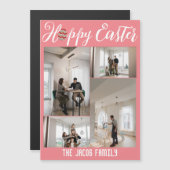 Carte Magnétique Joyeuses Pâques famille, Pâques quatre photos mont (Devant / Derrière)