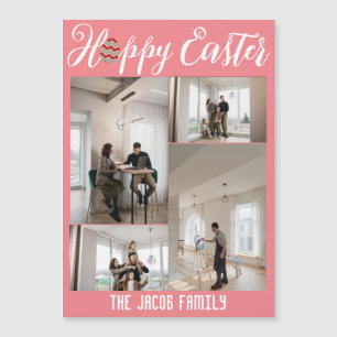 Carte Magnétique Joyeuses Pâques famille, Pâques quatre photos mont