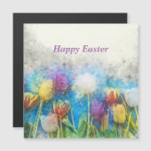 Carte Magnétique Joyeuses tulipes de Pâques (Devant / Derrière)