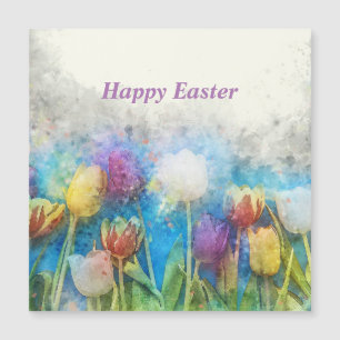 Carte Magnétique Joyeuses tulipes de Pâques 