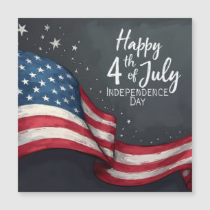 Carte Magnétique Joyeux 4 juillet Illustration d'art de drapeau vin