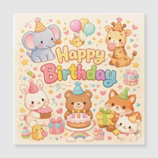 Carte Magnétique Joyeux Anniversaire bébés (Devant)