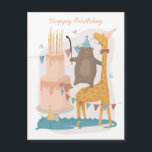 Carte Magnétique Joyeux anniversaire. De mignons animaux. Funny our<br><div class="desc">Aimant "Joyeux anniversaire" avec de mignons animaux amusants pour enfants et adultes.</div>