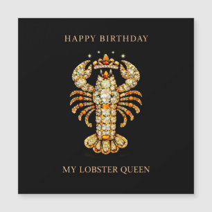 Carte Magnétique Joyeux Anniversaire Design de homard romantique or